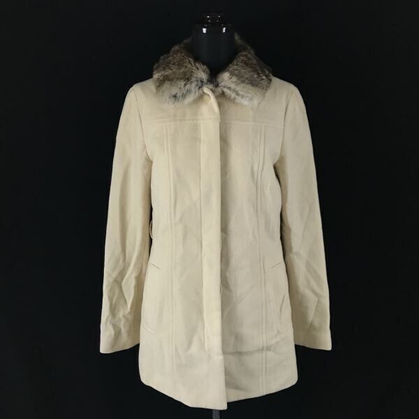 MORGAN カシミヤ入り高級ウールコート サイズ38 オフホワイト 管NO. R0-054拍卖