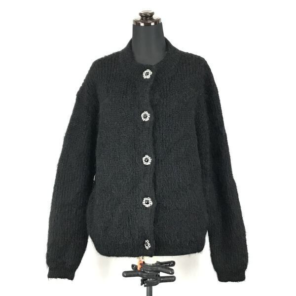 アトリエサブ★ウール/長袖ニットカーディガン【レディースM程度/黒/ブラック】◆BG675拍卖