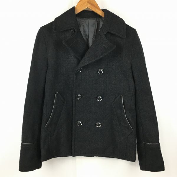 TK/タケオキクチ ショート丈 ウール/ピーコート サイズL 黒 管NO.A21-16拍卖