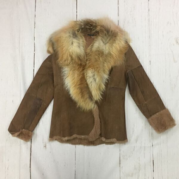7.4万タグ付き/新古品★スニップスナップ/Snip Snap★毛皮/ファーコート【Women's size -F/茶】ラビット×フォックスファー/1ボタン◆BA26拍卖