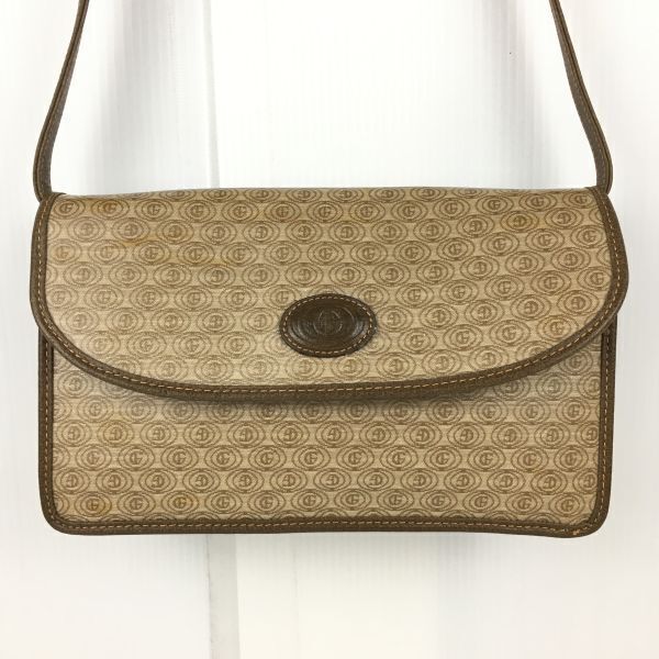 イタリア製 GINO FERRUZZI/ジーノフェルッチ ショルダーバッグ 茶/ブラウン 総柄 レザー レディース 管NO.xB15-32拍卖