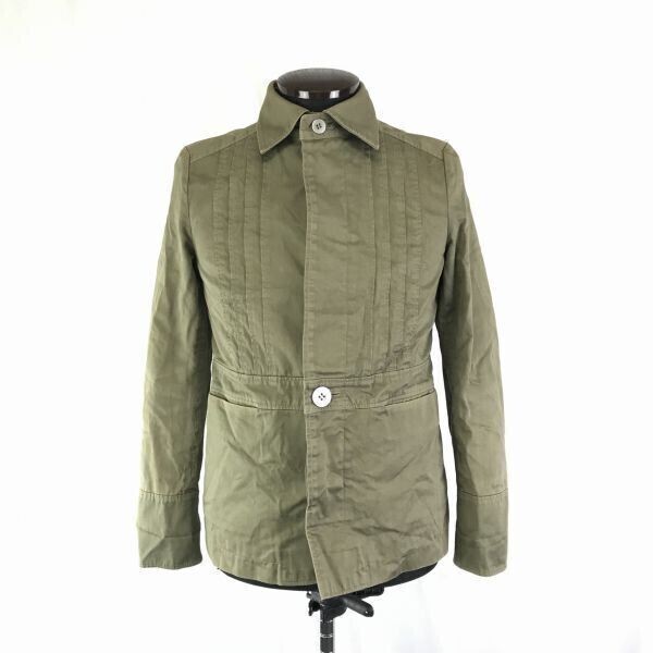 アダムエロペ 36/メンズXS/ コットン/ショート丈ステンカラーコート ジャケット カーキ 管NO. R0-024拍卖