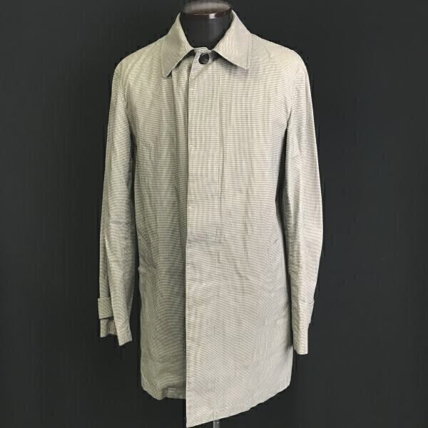 PS/ポールスミス★千鳥格子柄/コットン/ステンカラーコート【メンズL/白×黒】比翼仕立て/ポリウレタンコーティング/正規代理店タグ◆BC234拍卖