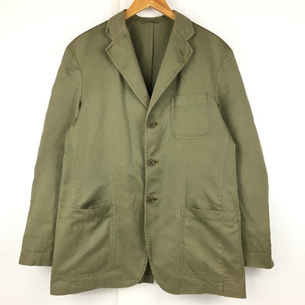 SPHERULE コットン&リネン/麻 ブレザージャケット サイズM オリーブ×緑 管NO.A3-24拍卖