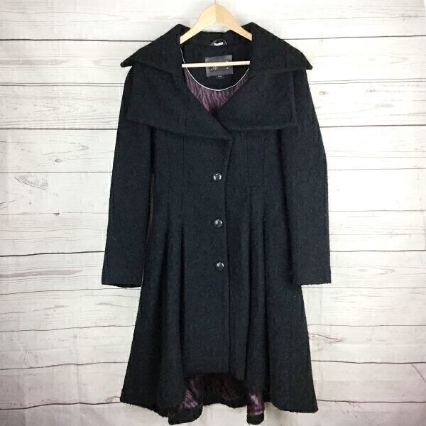 カナダ製★マッカージュ★Mackage★ロングコート/ウールコート【Women's size -M/黒】裏地トラ柄/起毛感◆2Y02拍卖