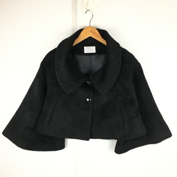 VOUS MEME/ヴメーム ボレロ/袖太め七分丈コート/ジャケット サイズM程度 黒/ブラック 管NO.A19-44拍卖