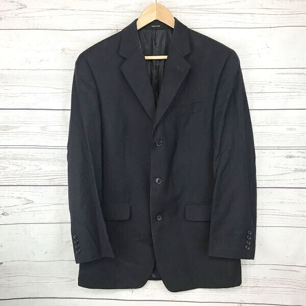 カルバンクライン★ウール/テーラードジャケット【メンズM/黒】3ボタン/シンプル/ビジネス/オフィスカジュアル/Calvin Klein◆2J01拍卖