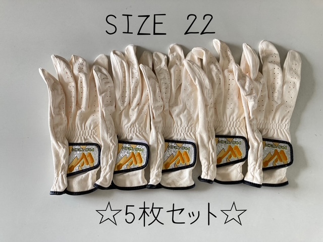 ◆在庫処分価格◆ 【送料185円】☆ゴルフ 手袋 左手 ゴルフグローブ アイボリー系統 サイズ 22 5枚セット ①拍卖