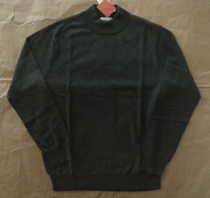 シンプルライフ ハイネックニット 毛100% 家庭洗濯可 濃グレー 秋冬 LL 新品拍卖