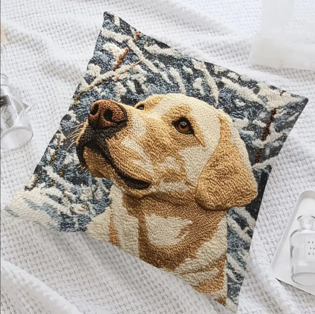 クッションカバー 犬 レトリバーK 刺繍風 45cm 犬の雑貨 HANAKO拍卖