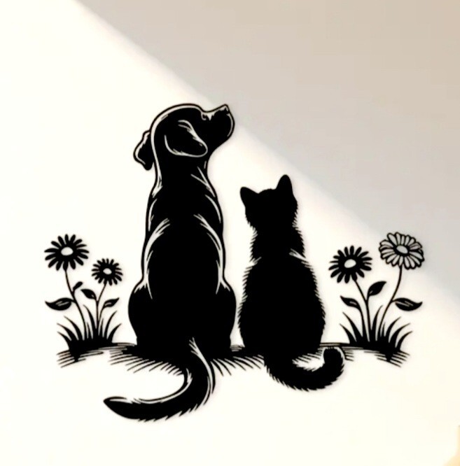 メタルアート 犬猫のシルエットC 犬の雑貨 猫の雑貨 HANAKO拍卖