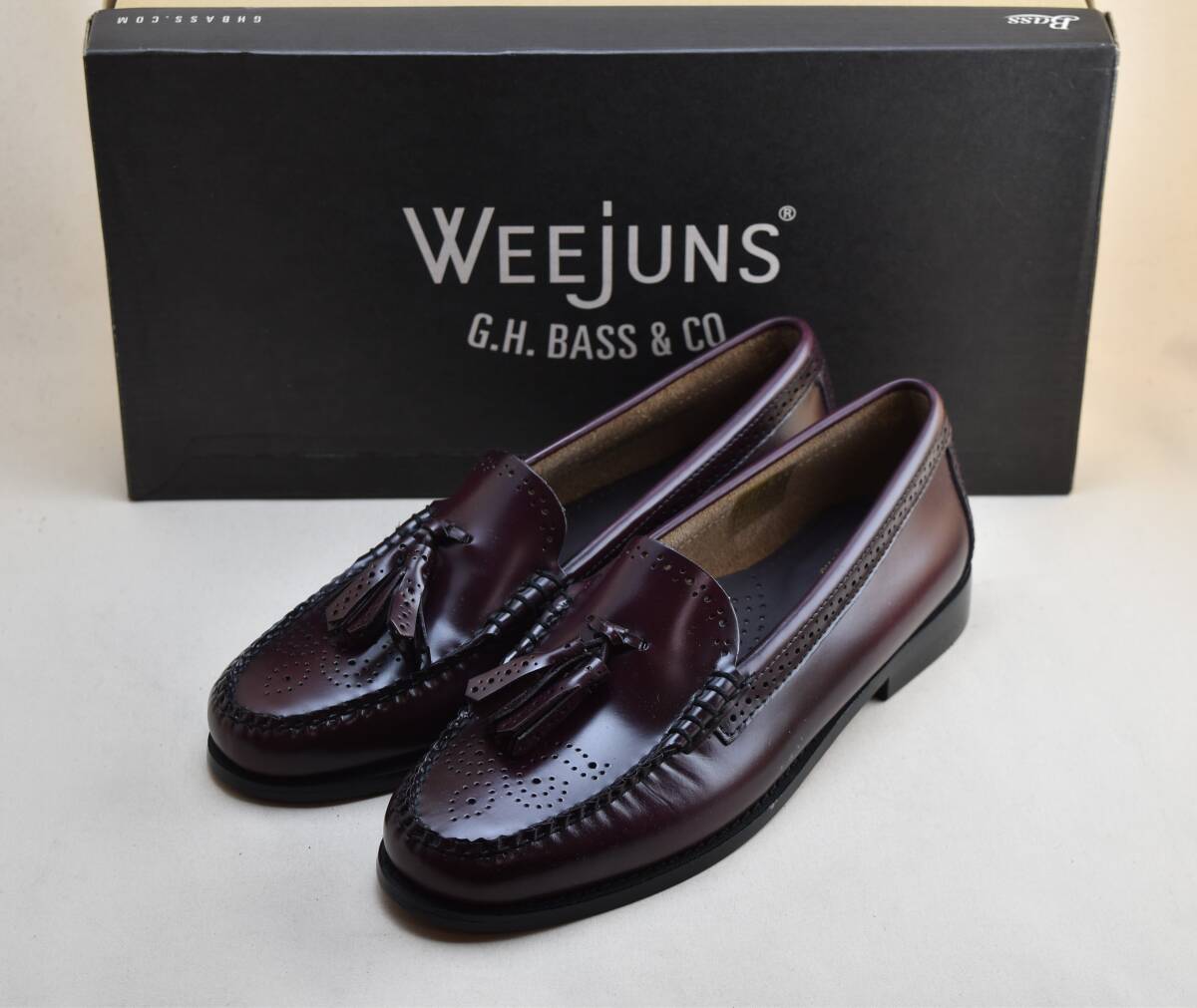 G.H.BASS ジーエイチ バス レディス メダリオン タッセルローファー ワインレザー US8 25-25.5cm相当 未使用品拍卖