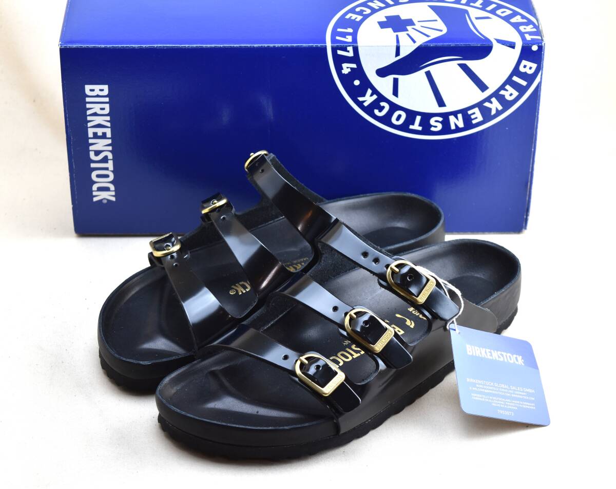 SALE!! BIRKENSTOCK ビルケンシュトック Florida Fresh フロリダ Hi shine Black エクスクイジット 38 24.5cm相当 未使用品 ドイツ製拍卖