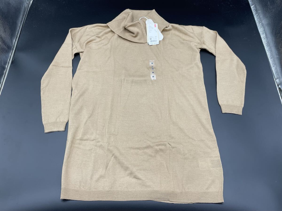 140【未使用・タグ付き・未検品】UNIQLO ユニクロ レディース メリノカシミヤ オフタートルネック チュニック(長袖) サイズM拍卖