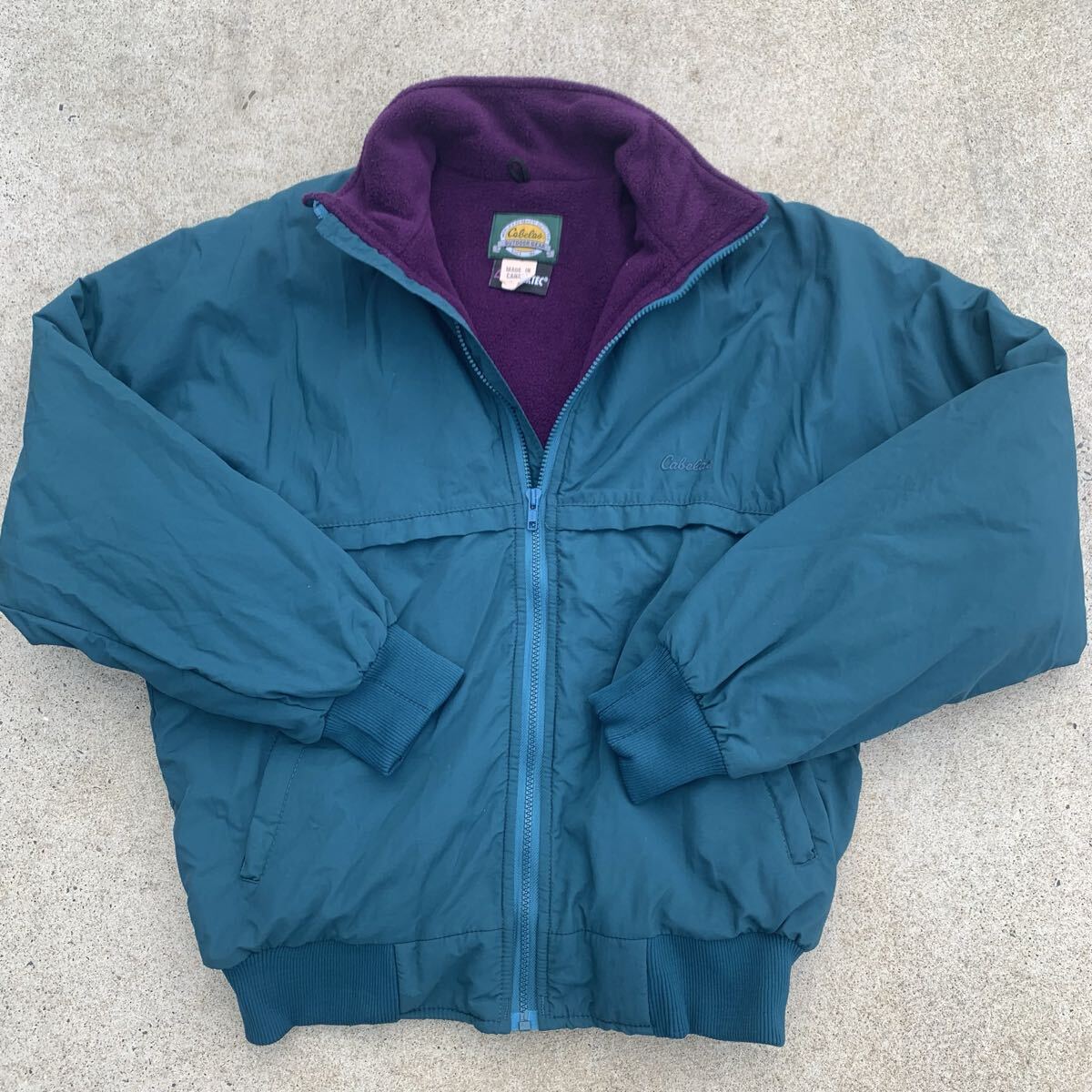 Cabela's POLARTEC カベラス ポーラテック ナイロンジャケット 裏フリース Mサイズ カナダ製 アウトドア グリーン×パープル 90s拍卖