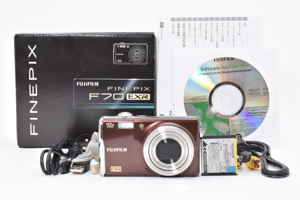 ★良品★ FUJIFILM フジフィルム FINEPIX F70 EXR ブラウン 箱 バッテリー 充電器 説明書 各種ケーブル AU5302#0027#00002拍卖