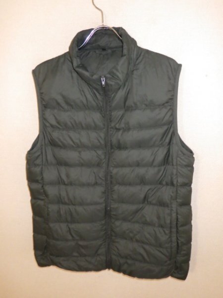 z90 良品計画 MUJI 無印良品 ダウンジップベスト カーキ サイズL 人気 激安拍卖