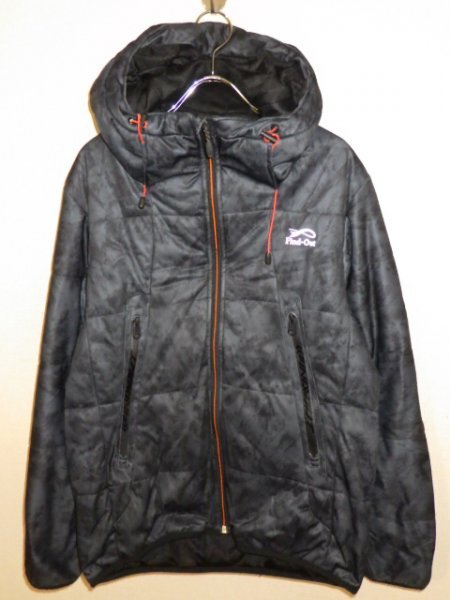 z89 ワークマン Find-Out ファインドアウト 中綿 ロゴプリント 総柄パーカージップジャケット サイズL 激安拍卖