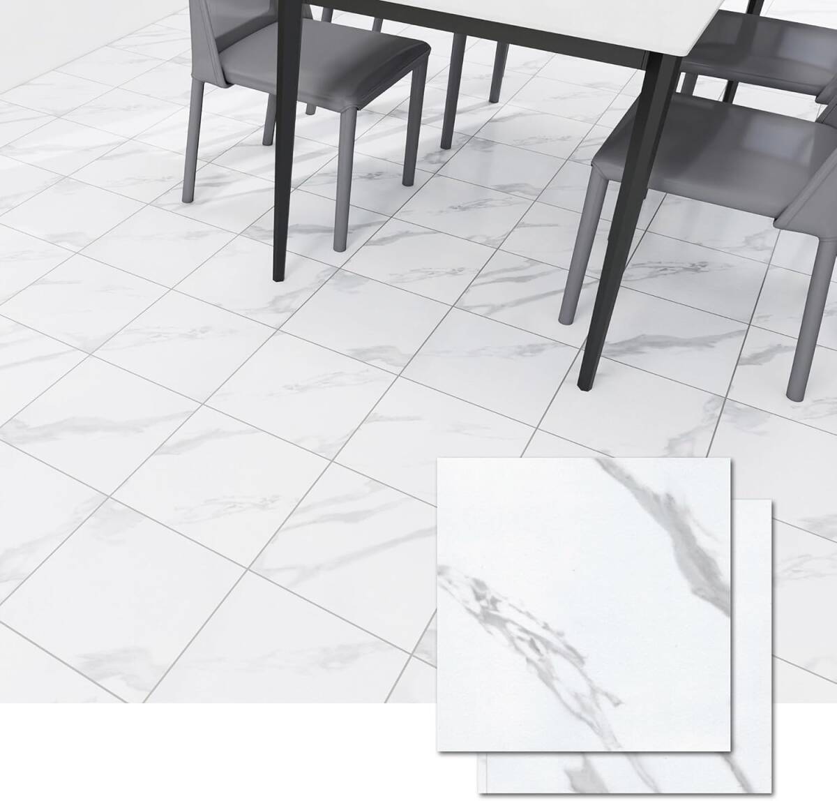 フロアタイル 置くだけ 大理石風 54枚 約3畳 クッションフロア 防水 トイレ 玄関 フロアマット DIY 張り替え リメイク 床 シート 床材拍卖