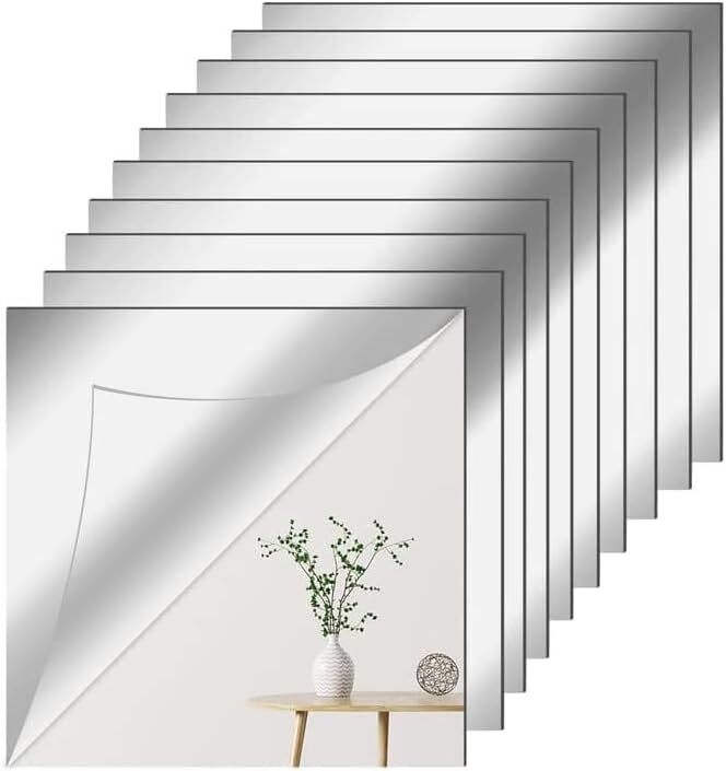 10枚セット 貼る鏡 全身 割れない鏡ミラー アクリル 飛散防止 DIY鏡壁に貼る鏡 全身鏡 姿見鏡 壁掛け ミラー 壁掛け 浴室 (15*15cm)拍卖