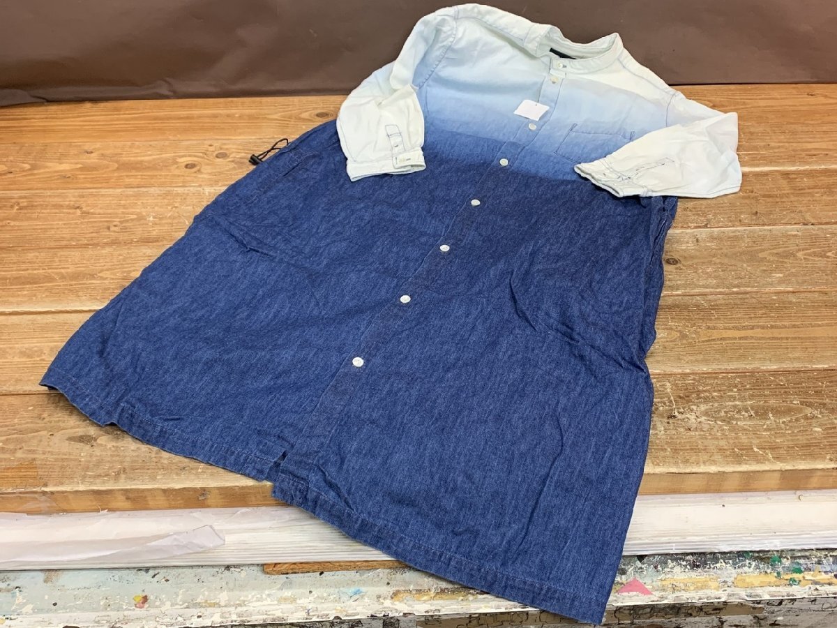 【YJ-0819】未使用 ズッカ Zucca デニム シャツ ワンピース グラデーション インディゴ sizeM 同梱可【千円市場】拍卖