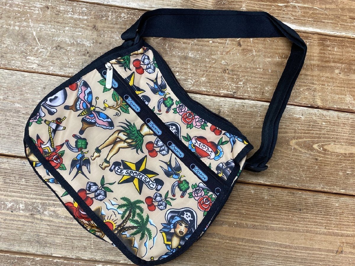 【YJ-0681】ほぼ未使用 LeSportsac レスポートサック 7520 ショルダーバッグ ハート ロック系 クラシック ホーボー 同梱可【千円市場】拍卖