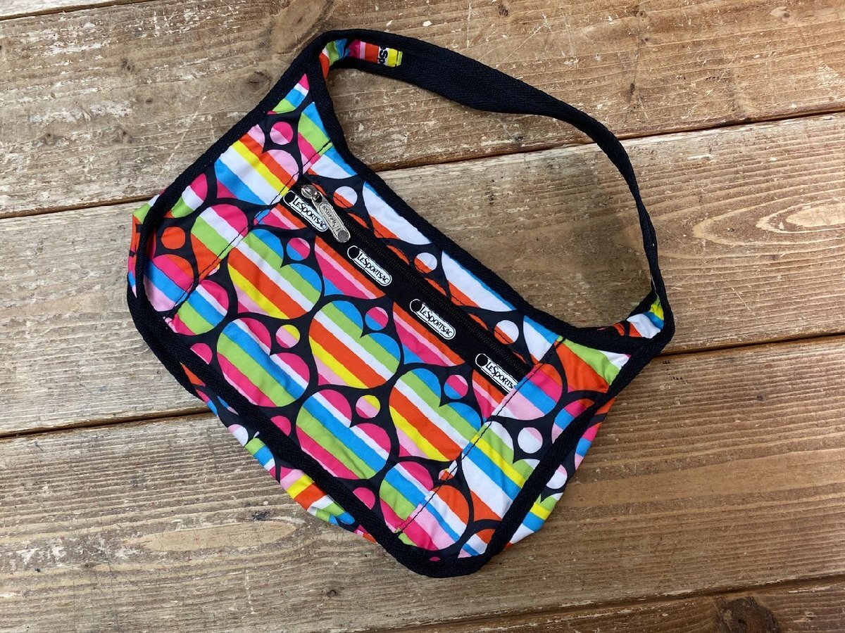 【YJ-0686】ほぼ未使用 LeSportsac レスポートサック 7625 ナイロン ハンドバッグ ショルダー ハート柄 同梱可【千円市場】拍卖