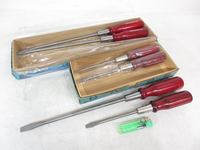 R657■ベッセル / 木柄 普通 ドライバー / マイナス 7x125mm③ 10x250mm③ // 計6本 // VESSEL №310 / まとめ売り / 未使用拍卖