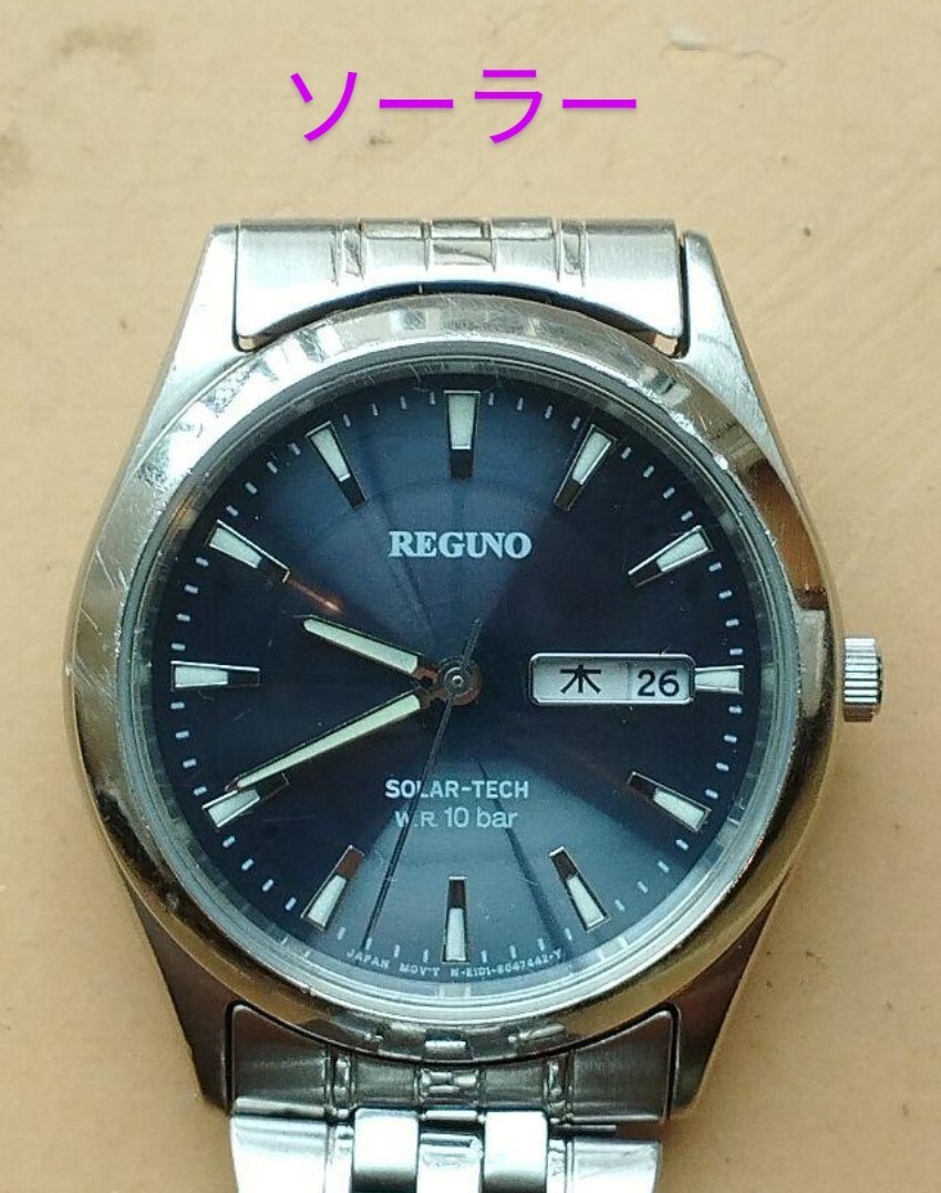 BD21 シチズン・レグノ ソーラー時計 稼働品 曜日・日付つき拍卖