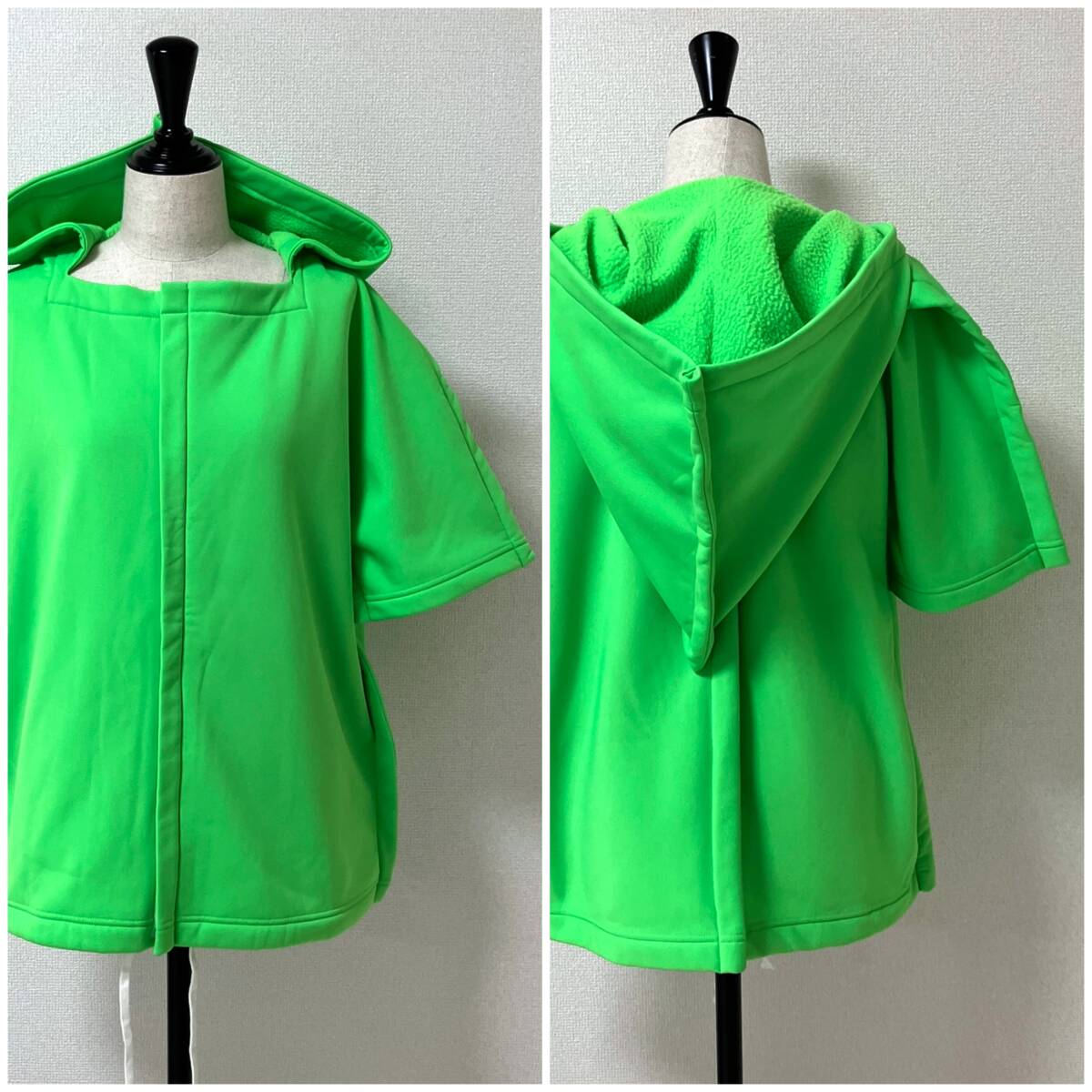 AD2021 COMME des GARCONS ポリ 裏起毛 ジップ 半袖 パーカー ジャケット 蛍光 黄緑 Mサイズ コムデギャルソン フーディ archive 5050572 拍卖