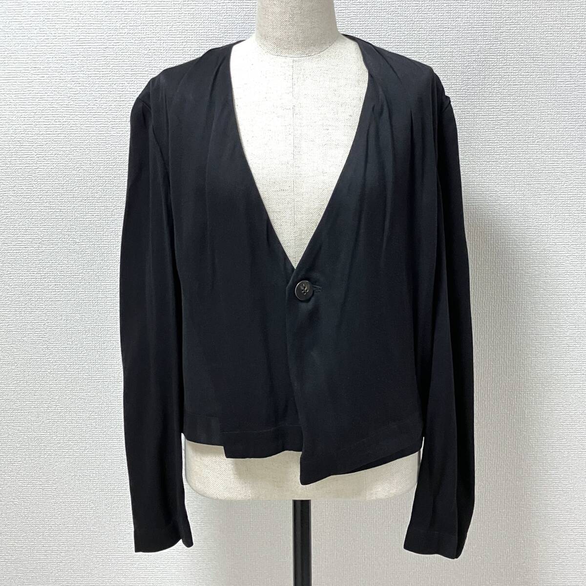 AD1991 tricot COMME des GARCONS レーヨン 変形 ジャケット 黒 トリココムデギャルソン カーディガン 羽織り 90s VINTAGE archive 5090279拍卖