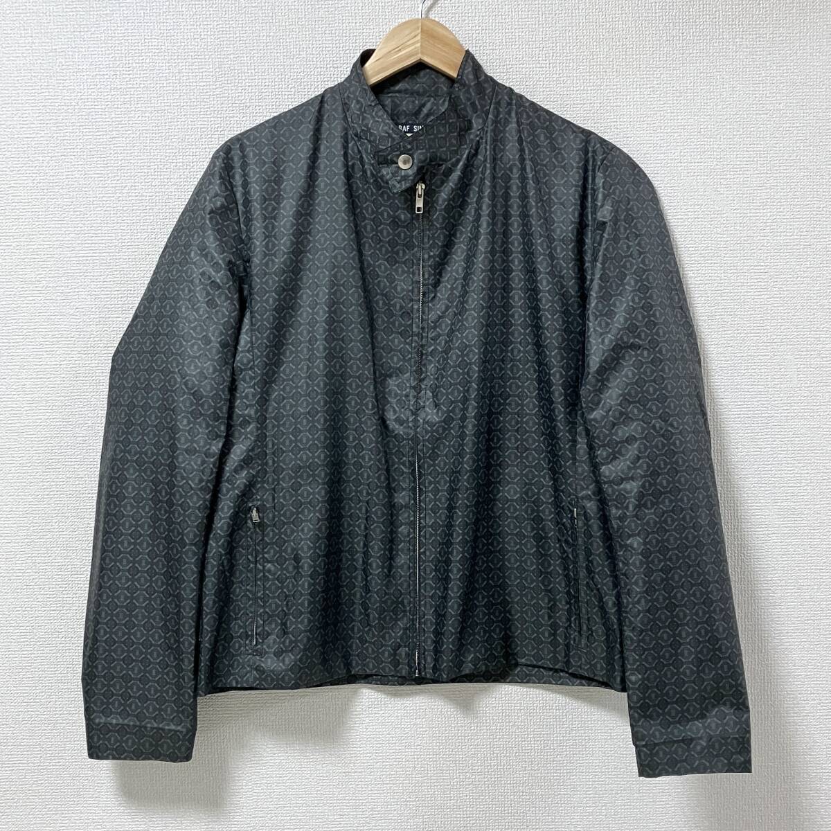初期 90s 紺タグ RAF SIMONS 総柄 ジップ ブルゾン 46サイズ ラフシモンズ ジャケット ナイロン VINTAGE archive 3100001拍卖
