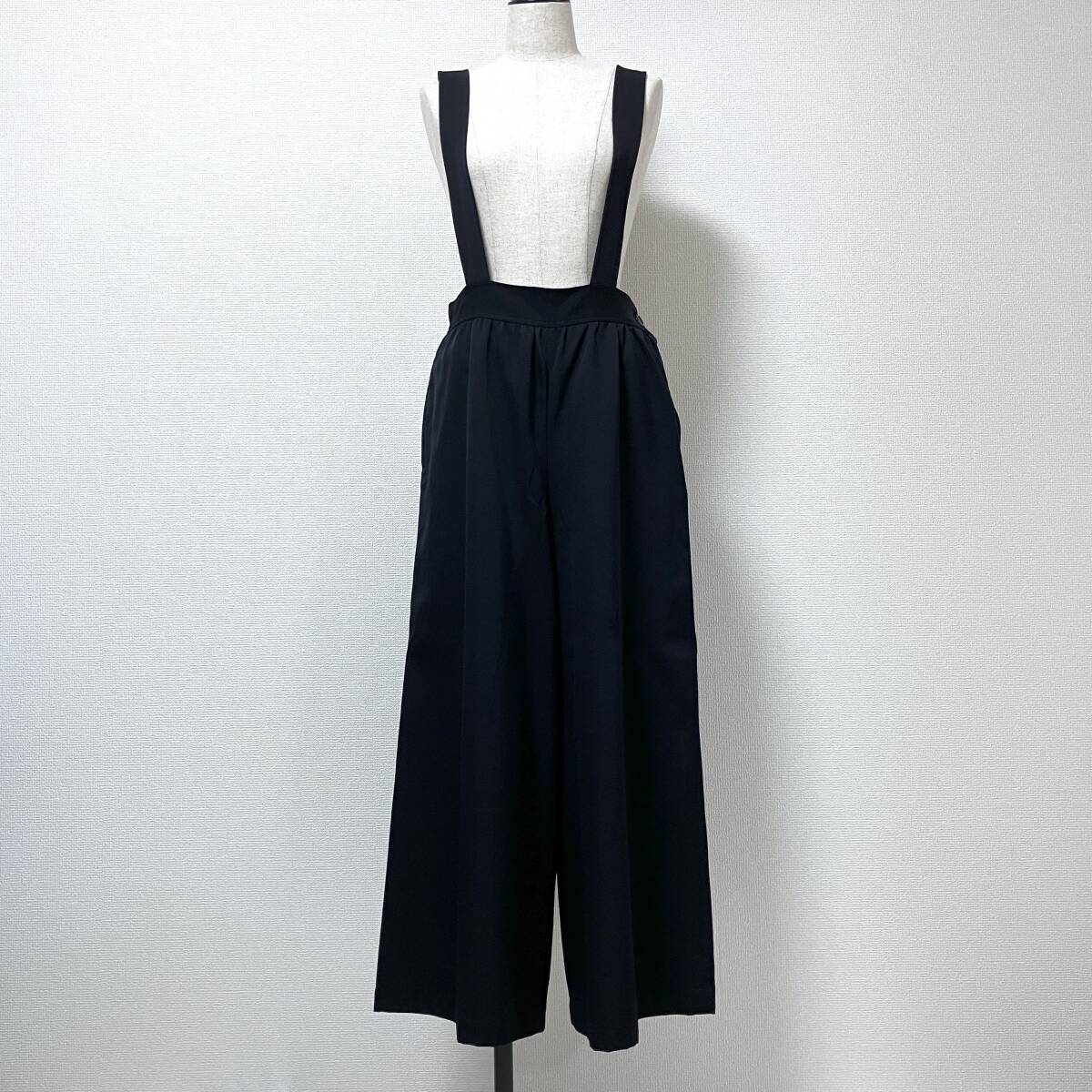 80s 90s tricot トリココムデギャルソン ウールギャバ 吊り ワイドパンツ 紺 Mサイズ スラックス サロペット VINTAGE archive 5060275拍卖