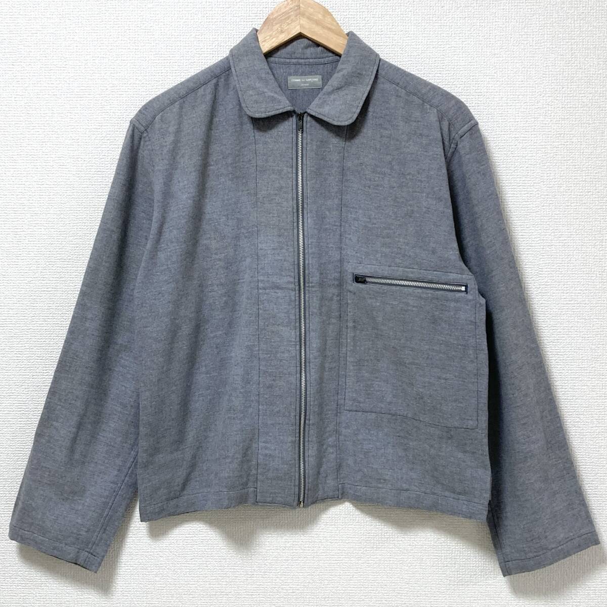 80s 90s COMME des GARCONS HOMME ウール ジップ ジャケット 無地 グレー コムデギャルソンオム スイングトップ VINTAGE archive 4010347拍卖