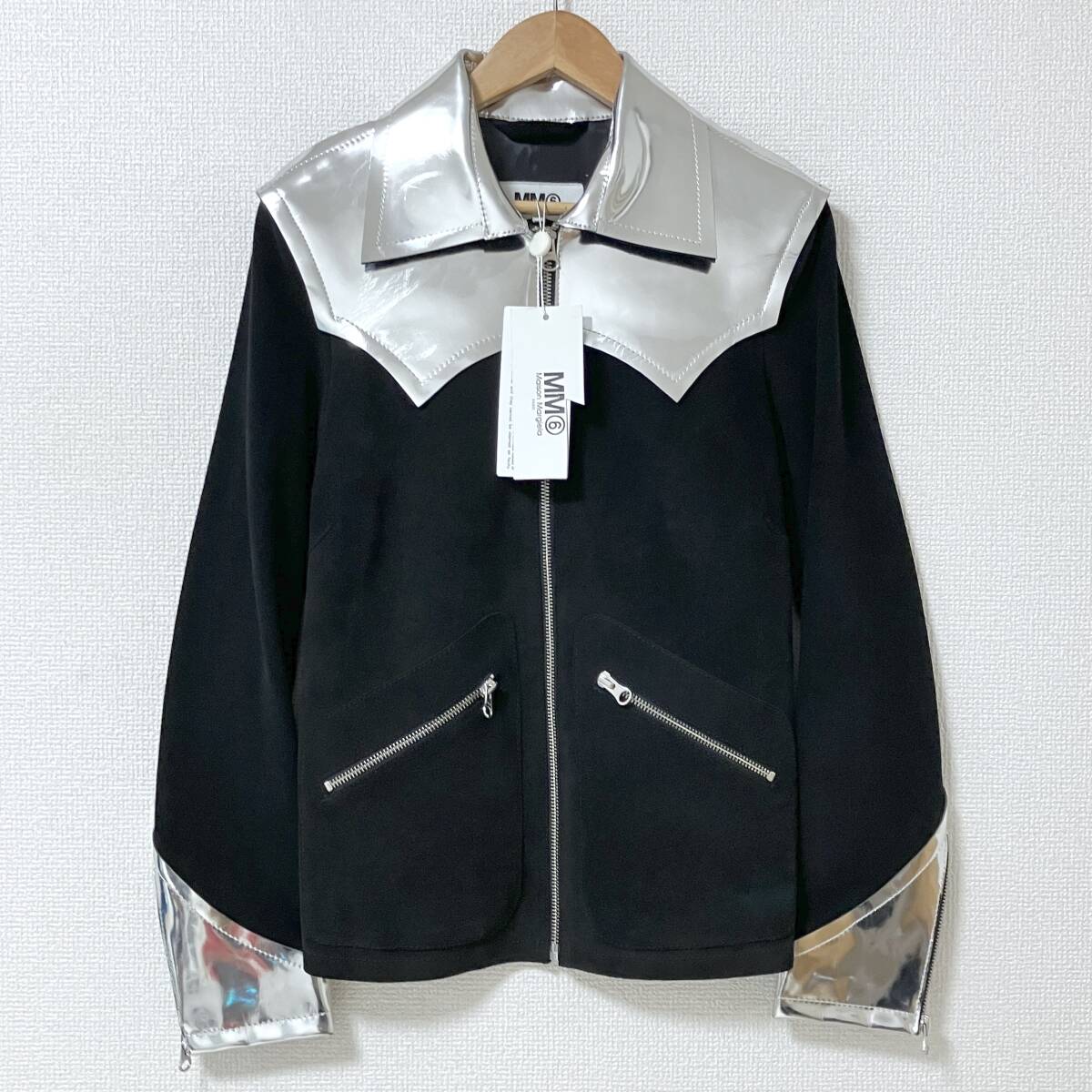 新品未使用品 MM6 Maison Margiela シルバー ヨーク 切替 スウェード レザー ジャケット メゾンマルジェラ ウエスタン archive 50400263拍卖
