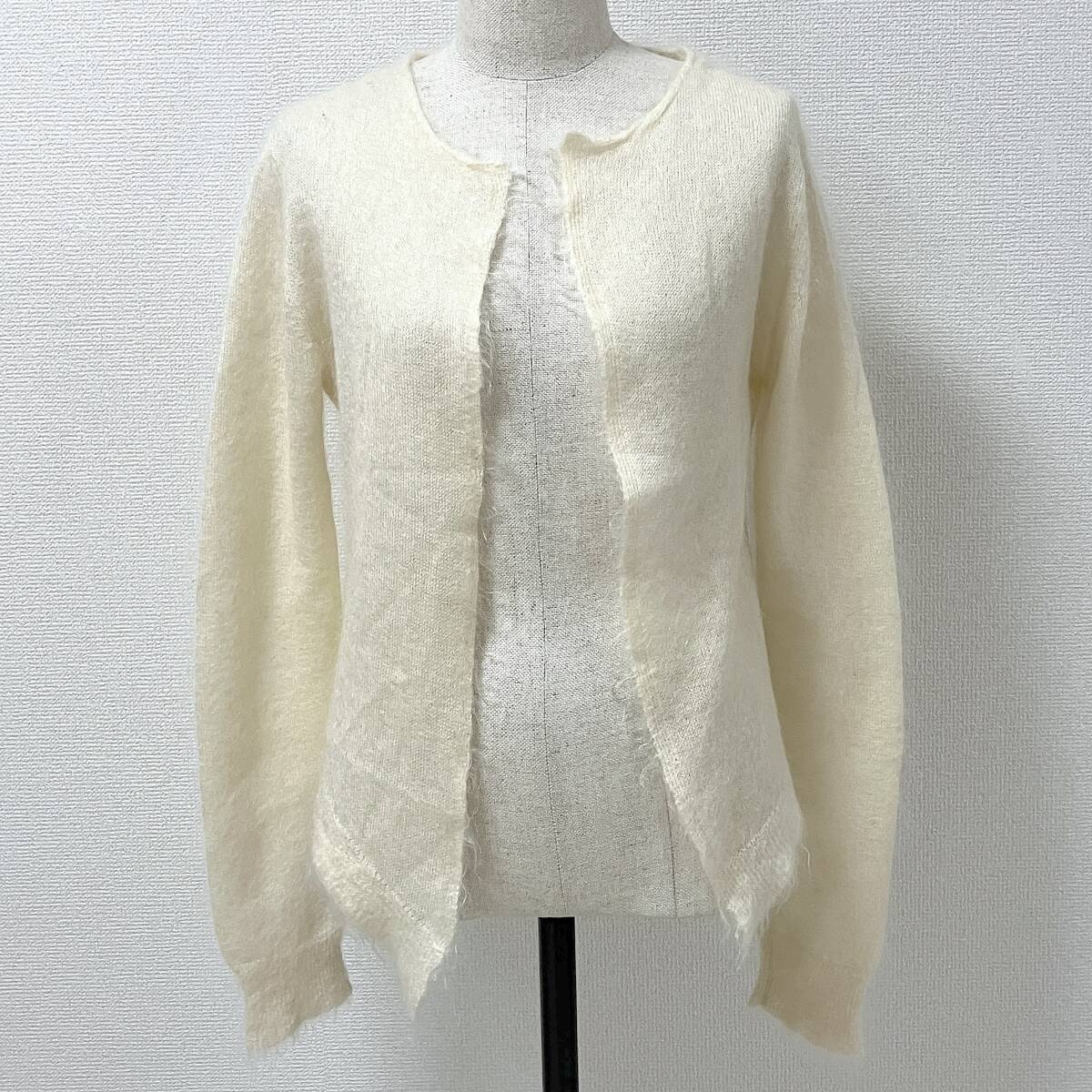 AD2000 COMME des GARCONS モヘヤ ナイロン ニット カーディガン 無地 コムデギャルソン セーター 羽織り 00s VINTAGE archive 5040204 拍卖