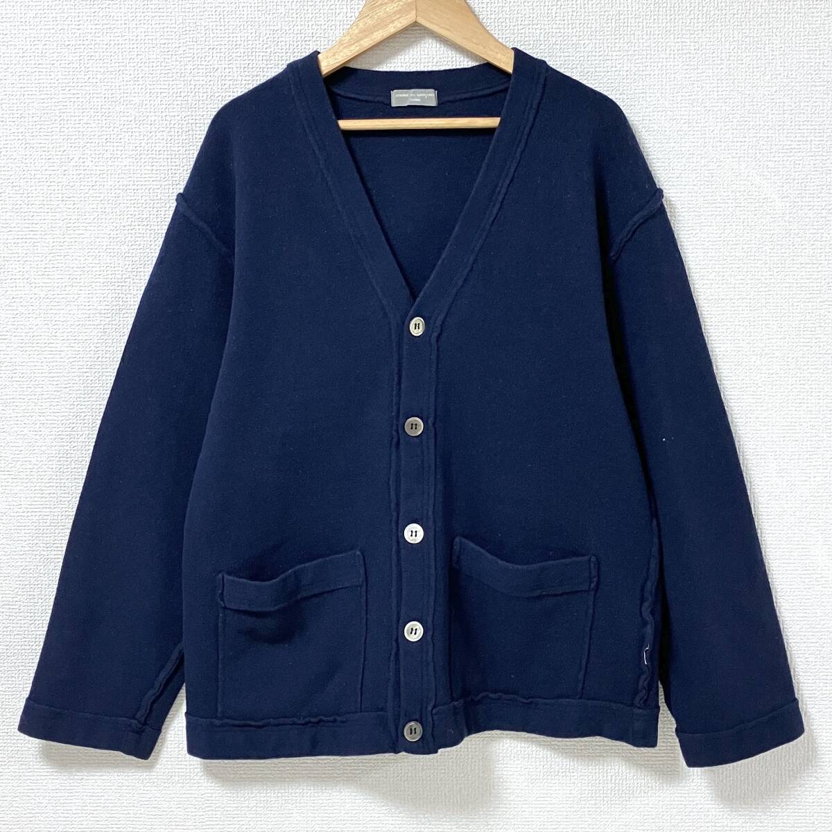 00s 田中オム COMME des GARCONS HOMME ウール ニット カーディガン 無地 紺 コムデギャルソンオム セーター VINTAGE archive 5040251拍卖
