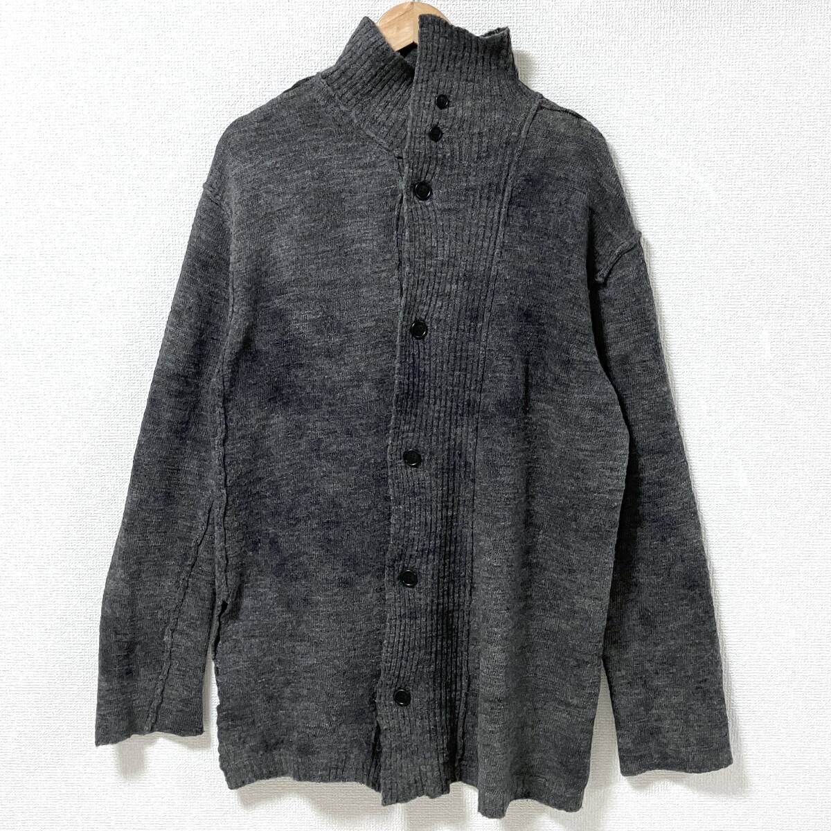 Yohji Yamamoto Pour Homme 製品染め ウール ニット カーディガン グレー 3サイズ ヨウジヤマモト プールオム セーター archive 5040003拍卖