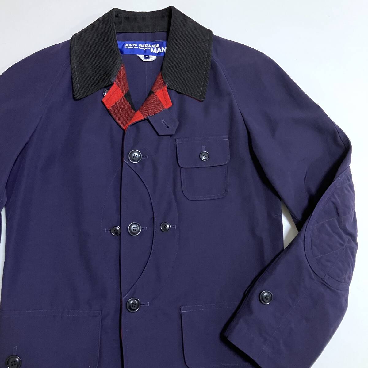 AD2009 JUNYA WATANABE MAN ナイロン チェック 切替 エルボーパッチ ハンティング ジャケット ジュンヤワタナベ コート archive 5030249拍卖