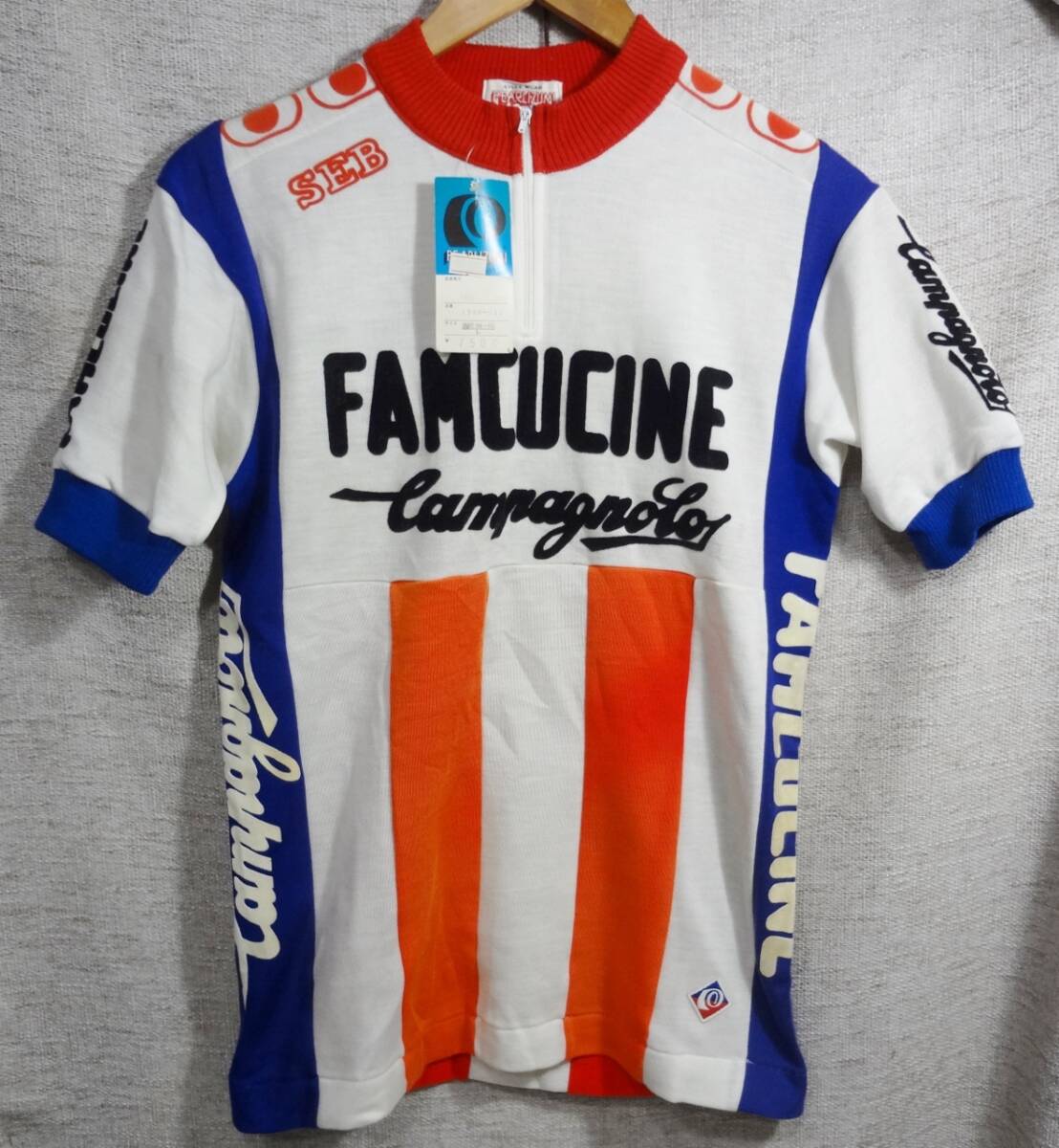 【デッドストック 未使用 ヴィンテージ】パールイズミ FAMCUCINE カンパニョーロ サイクルジャージ Lサイズ アクリル100%拍卖