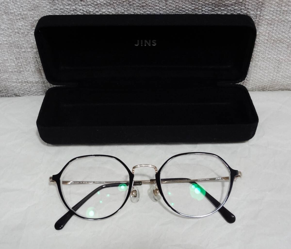 【良品】JINS ジンズ UMF-22A-214AA ボストン ブラック ゴールド 黒×金 クラシック拍卖