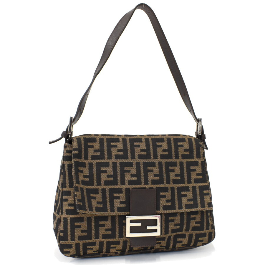 1円◎極美品 FENDI フェンディ ハンドバッグ セミショルダー マンマバケット ズッカ柄 キャンバス レザー カーキ ◎E.Cgs.pS-30拍卖