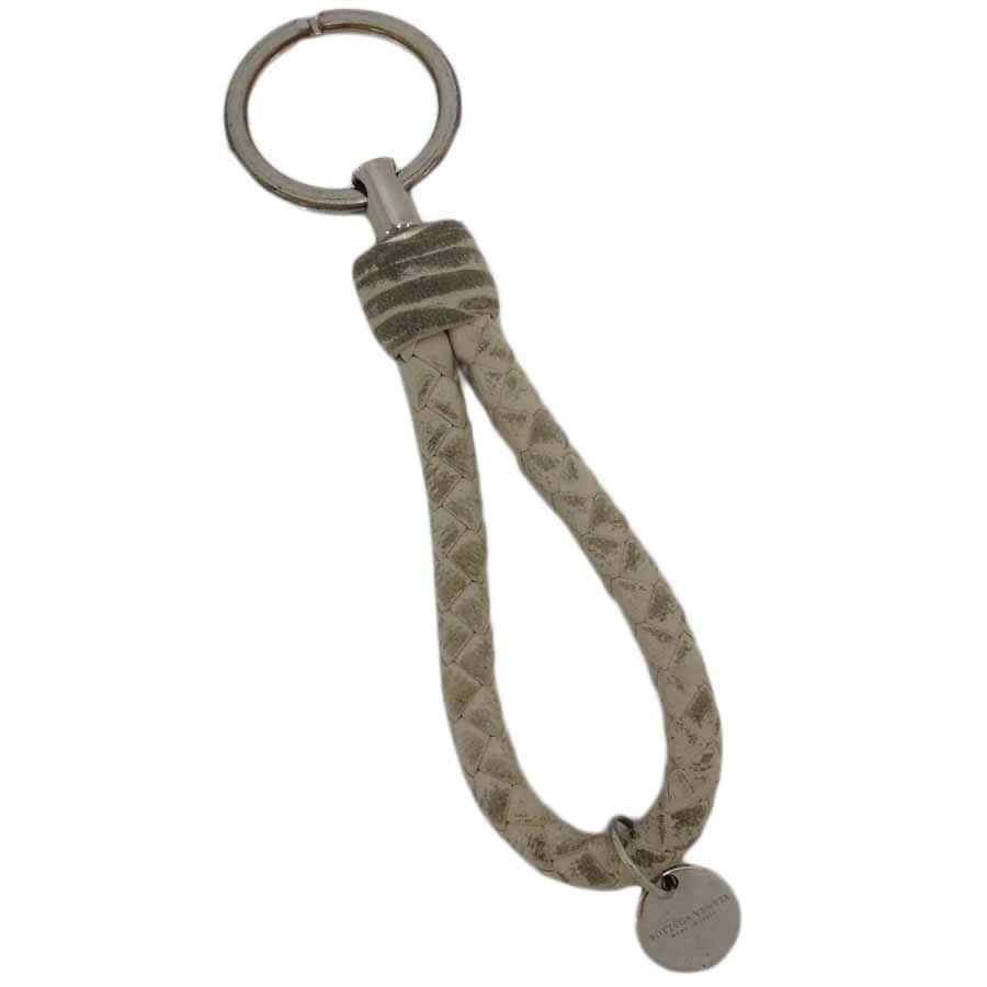 1円■ボッテガヴェネタ バッグチャーム グレー系 レザー イントレチャート BOTTEGA VENETA ■E.Bsr.zE-24拍卖