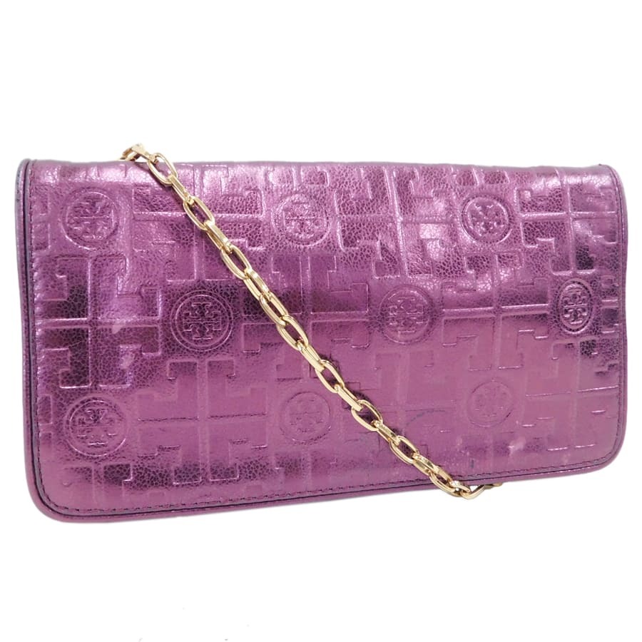 1円■美品 トリバーチ ショルダーバッグ パープル系 レザー レディース TORY BURCH ■E.Bmr.tl-26拍卖