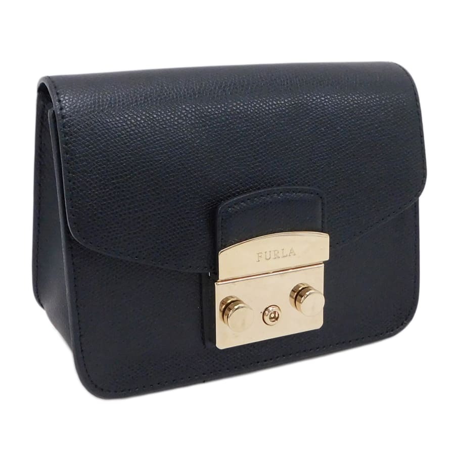 1円■極美品 フルラ ショルダーバッグ ブラック系 PVC チェーンバッグ 小さめ お洒落 お出掛け Furla ■E.Bmo.zE-21拍卖