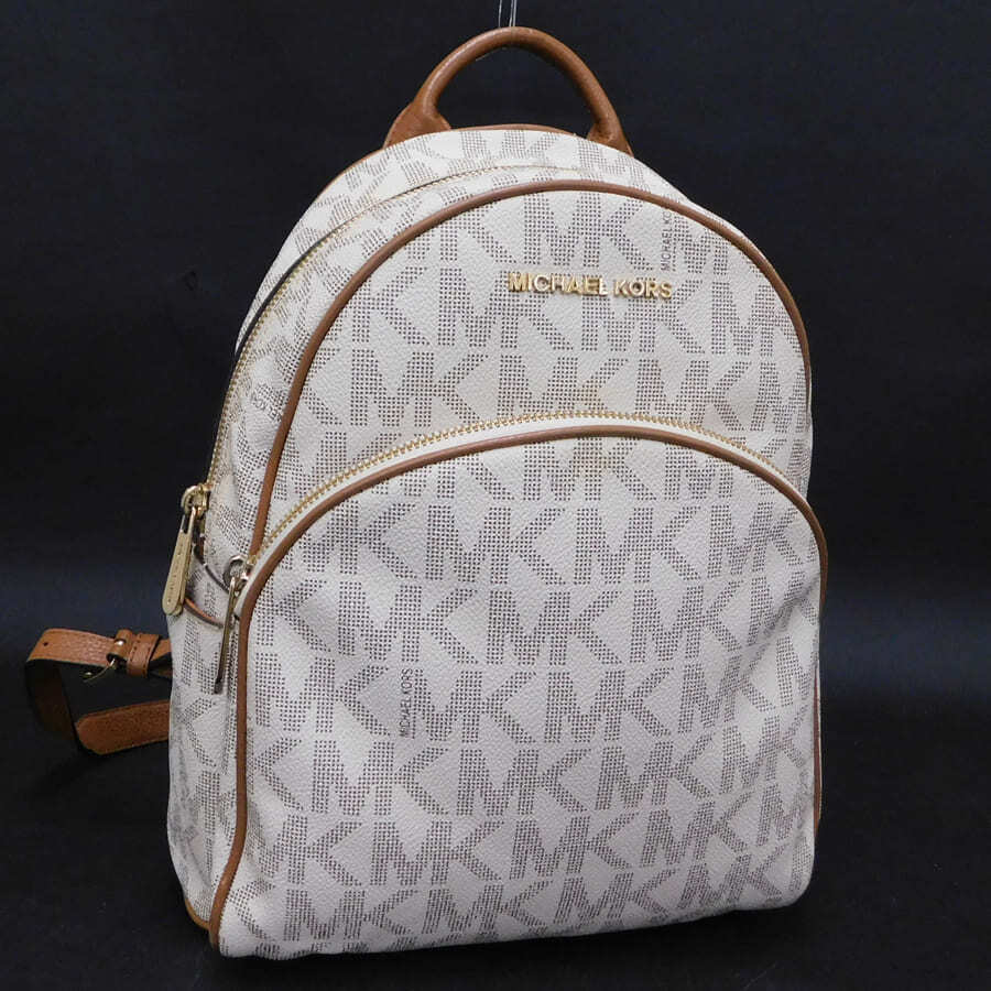 1円■美品 マイケルコース リュック ホワイト系 キャンバス×レザー シグネチャー MICHAEL KORS ■E.Bio.zE-20拍卖