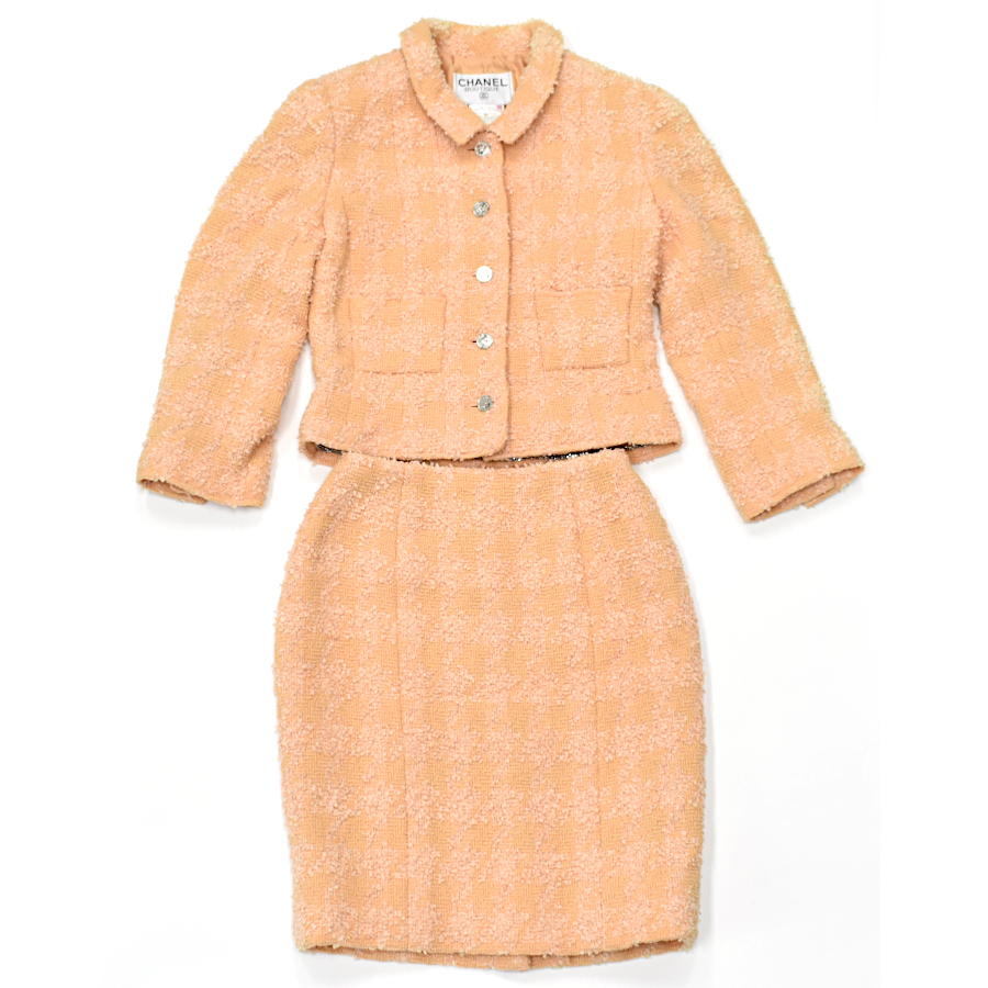 1円◎極美品 CHANEL シャネル セットアップ スーツ ジャケット スカート 38 96P ツイード オレンジ◎E.Dss.zE-01拍卖