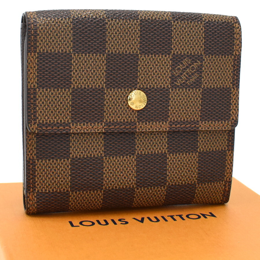 1円◆美品 LOUIS VUITTON ルイヴィトン ポルトフォイユエリーズ 三つ折り財布 Wホック N61654 ダミエ エベヌ◆E.Cms.pS-30拍卖
