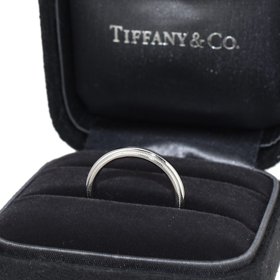 1円◎新品同様 TIFFANY&CO. ティファニー リング ミルグレイン 15号 Pt950 プラチナ◎E.Cil.pD-18拍卖