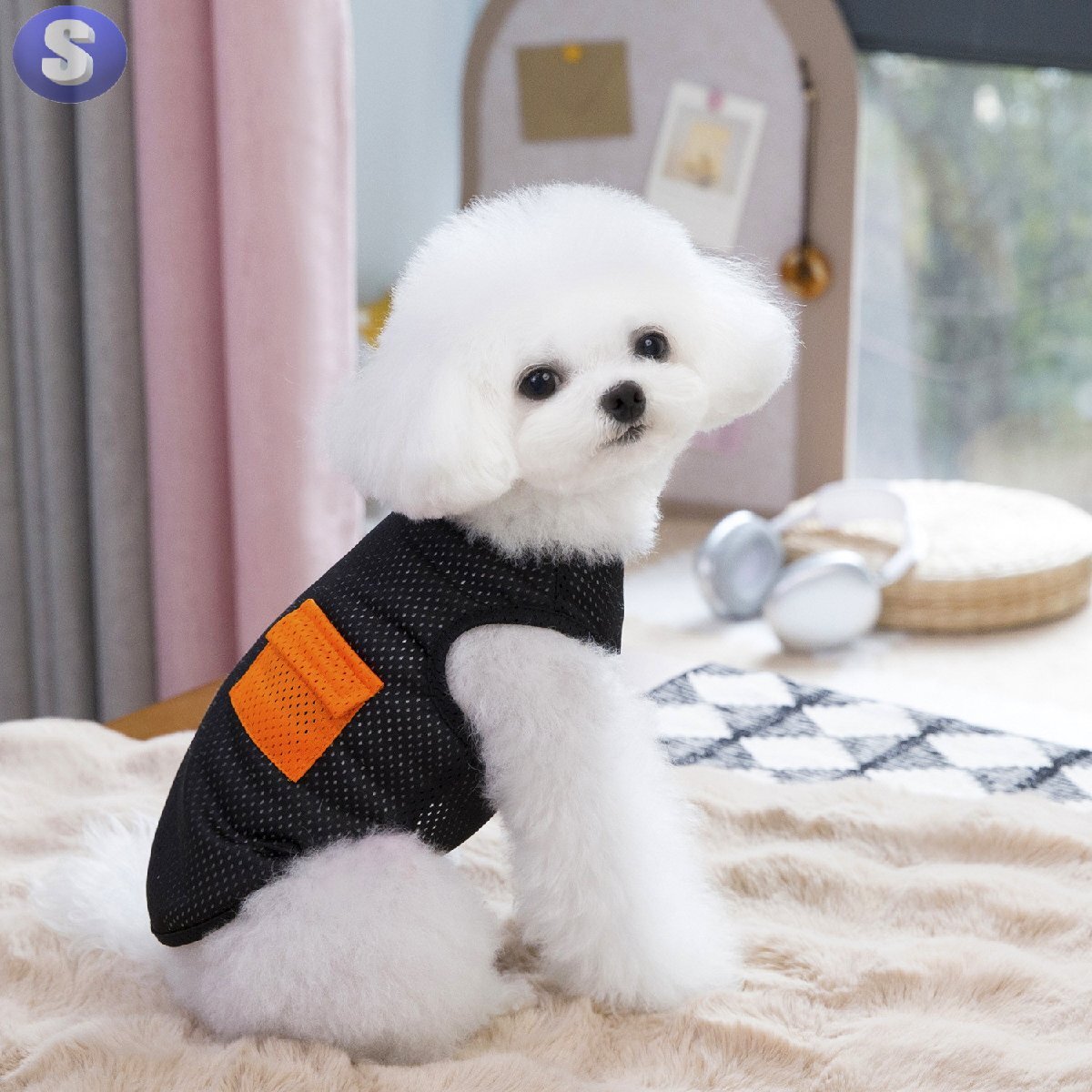 ドッグウェア 春夏 ブラック Sサイズ 犬服 小型犬 袖なし 通気性 柔らか 洋服 可愛い n992拍卖